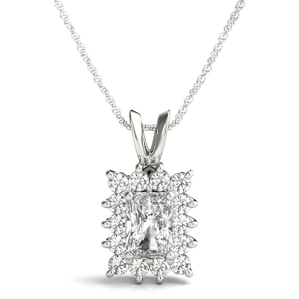 Polished Emerald Pendant with Half Carat Total Diamond Weight in G-H Color