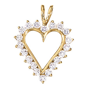 Elegant Heart Pendant with 1 Carat Total Weight Diamonds in G-H Color, SI1-SI2 Clarity