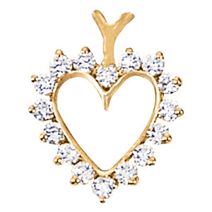 Elegant Heart Pendant with 1/2 Carat Total Weight Diamonds in SI1-SI2 G-H Quality