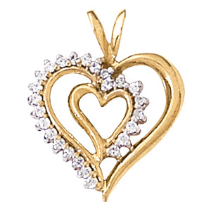 Elegant Heart Pendant Necklace with 1/4 Carat Total Weight Diamonds, SI1-SI2 Clarity, G-H Color