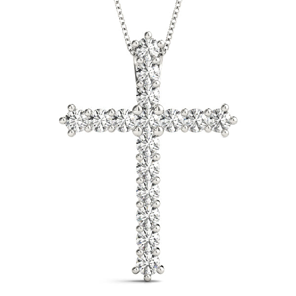 Three-Quarter Carat Total Weight Diamond Cross Pendant with SI1-SI2 Clarity