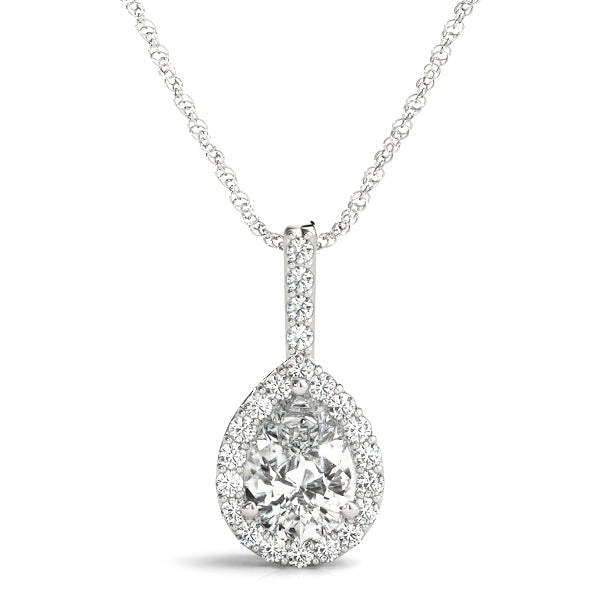 Polished Halo Pendant with 1/3 Carat Total Weight Diamonds, SI1-SI2 G-H Quality