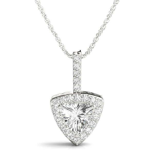 Polished Halo Pendant with 1/4 Carat Total Weight Diamonds, SI1-SI2 G-H Quality