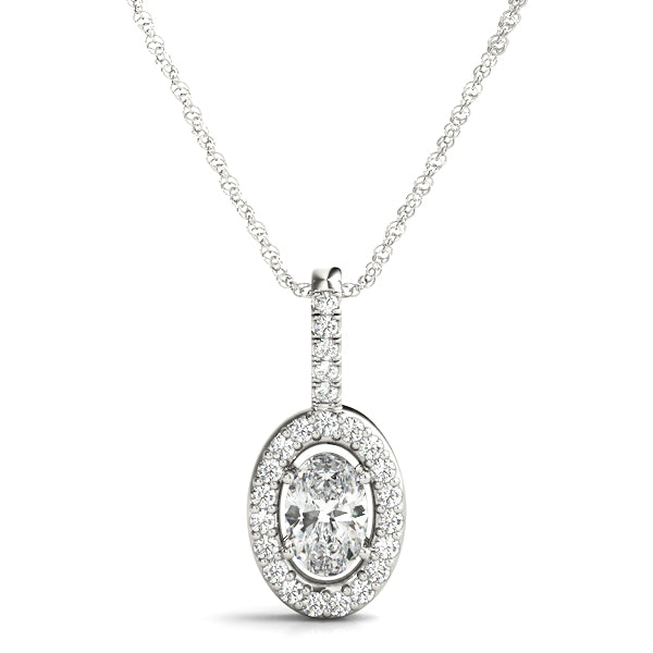 Elegant Halo Pendant with 0.365 Carat Total Diamond Weight, SI1-SI2 G-H Quality