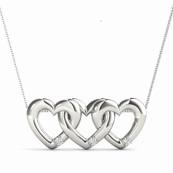 Double Row Diamond Cluster Pendant Necklace with 0.09 Carat Total Weight