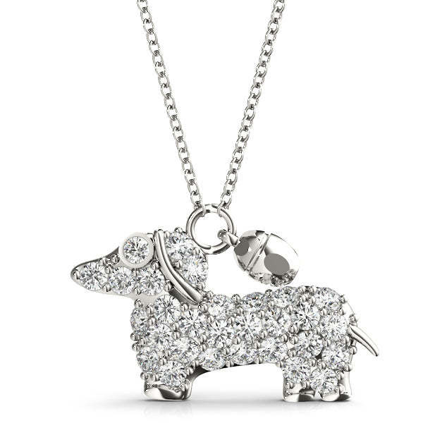 Elegant Dog-Themed Pendant with Half Carat Total Diamond Weight in SI1-SI2 G-H Quality