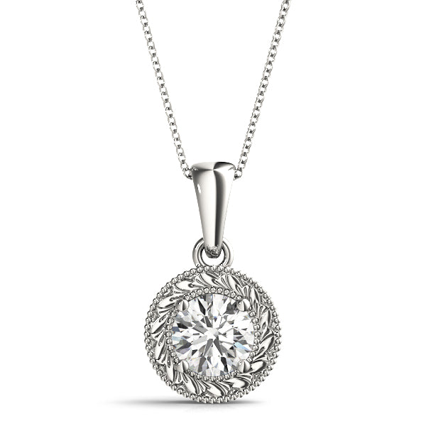 Elegant Solitaire Pendant with 1.5 Carat Total Weight Diamonds, SI1-SI2 G-H Quality