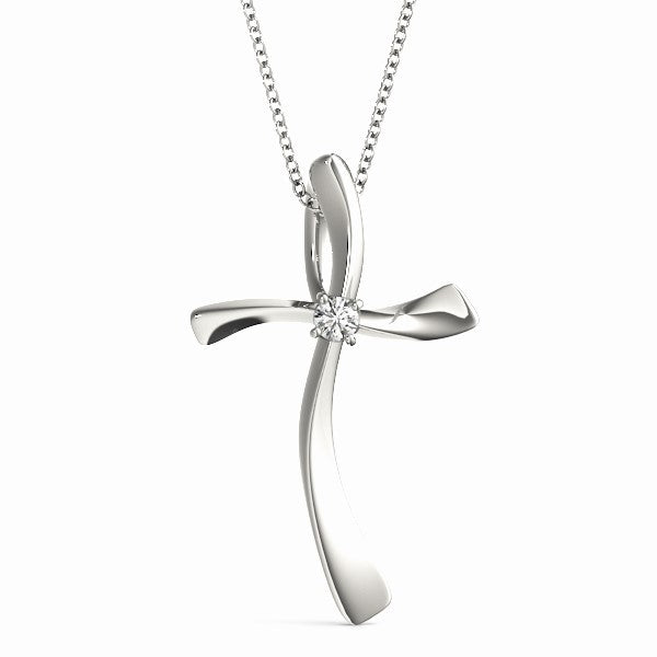Elegant Diamond Accent Cross Pendant with 0.03 Carat Total Weight SI1-SI2 G-H Diamonds