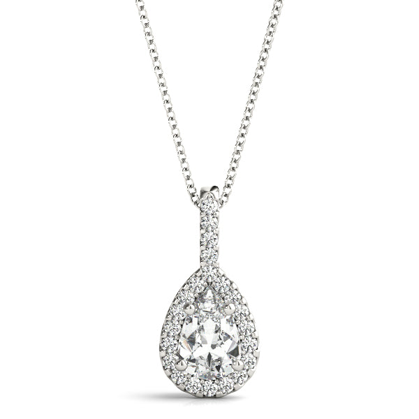 Elegant Halo Pendant with 1/2 Carat Total Diamond Weight, SI1-SI2 G-H Quality