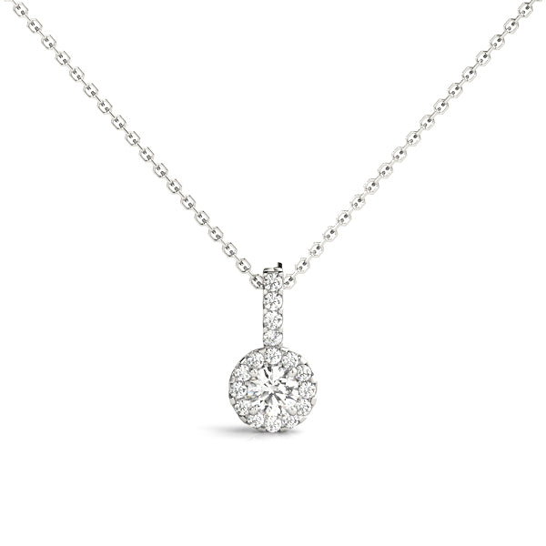 Elegant Cushion Halo Pendant with 0.18 Carat Total Diamond Weight, SI1-SI2 G-H Quality