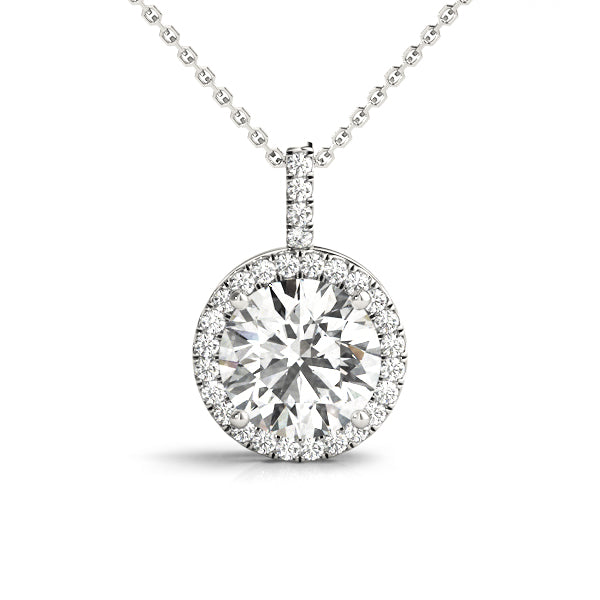 Elegant Halo Pendant Necklace with 1.39 Carat Total Diamond Weight in G-H Color