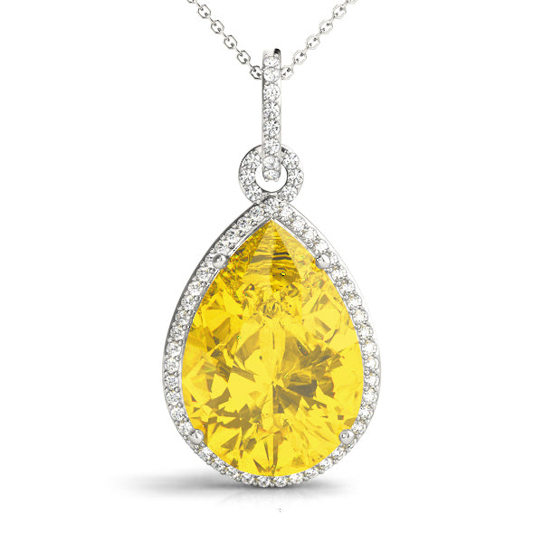 Elegant Pear-Shaped Diamond Pendant with 1/4 Carat Total Weight in Polished Setting