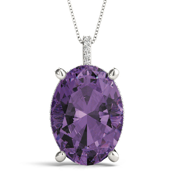 Polished Oval Diamond Pendant with 1/3 Carat Total Weight SI1-SI2 G-H Diamonds