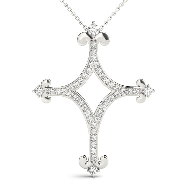 Elegant Diamond Cross Pendant with 0.305 Carat Total Weight SI1-SI2 G-H Diamonds