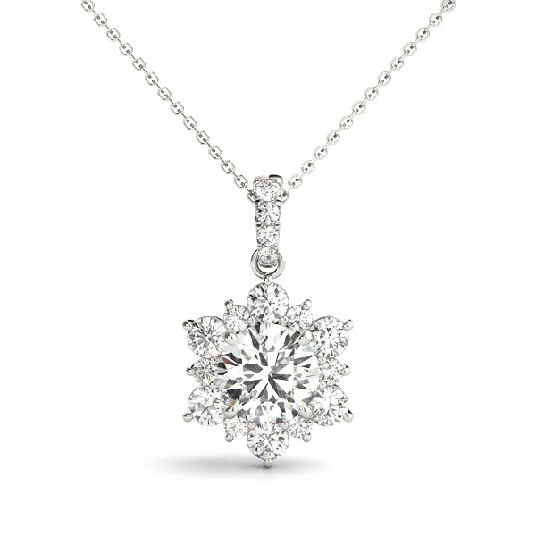 Elegant Diamond Pendant with 3/4 Carat Center Stone and 1 1/4 Carat Total Weight in SI1-SI2 G-H Q...