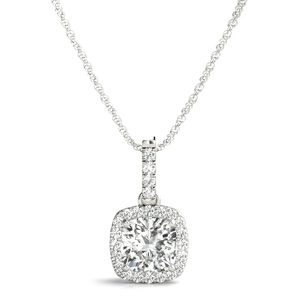 Elegant Halo Pendant with 2.19 Carat Total Diamond Weight, Polished Finish