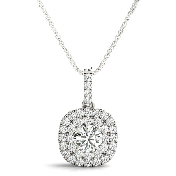 Halo Pendant Necklace with 1/3 Carat Total Diamond Weight, SI1-SI2 G-H Quality