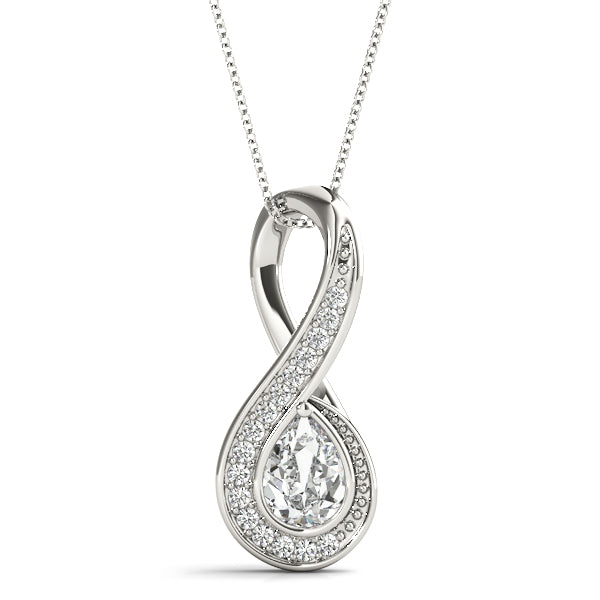 Infinity Shaped Pendant Necklace with 1/2 Carat Total Weight Diamonds, SI1-SI2 G-H Quality