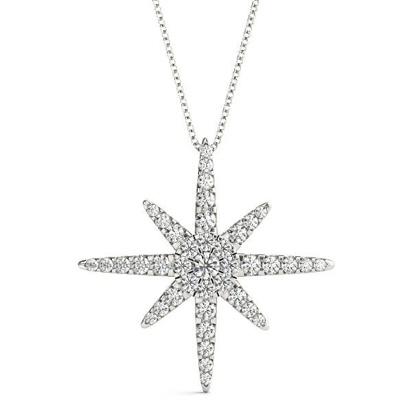 Elegant Half Carat Total Weight Diamond Pendant Necklace with SI1-SI2 G-H Stones