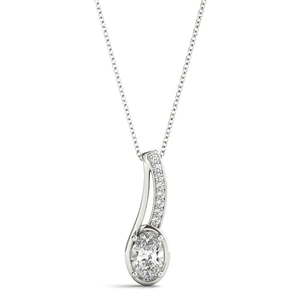 Elegant Oval Diamond Pendant with 2 Carat Total Weight in Polished Setting