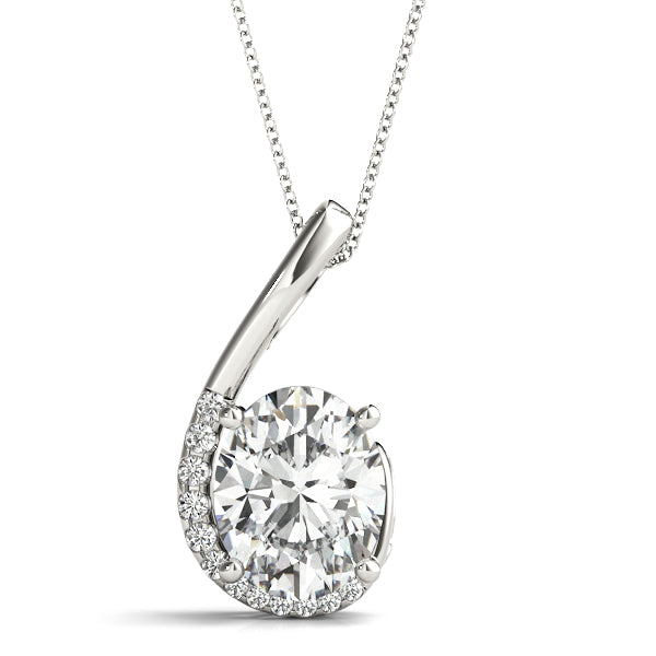 Elegant Oval Diamond Pendant with 0.08 Carat Total Weight in SI1-SI2 G-H Quality