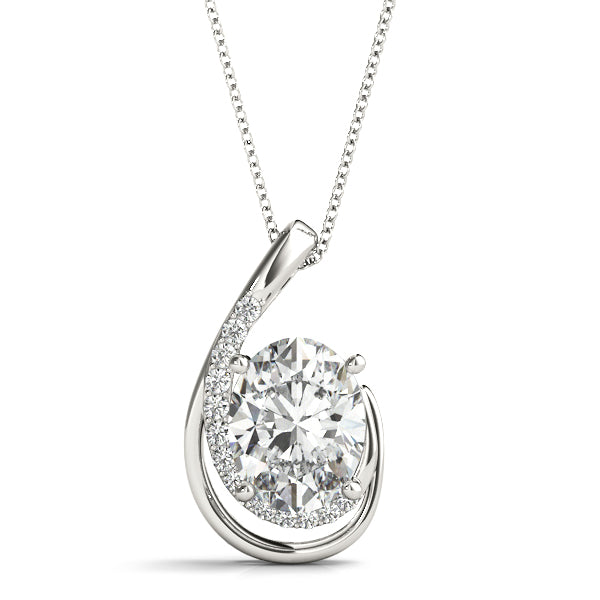 Elegant Oval Diamond Pendant with 0.0875 Carat Total Weight in G-H SI1-SI2 Quality