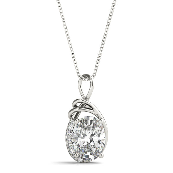 Elegant Oval Diamond Pendant with 2 Carat Total Weight in SI1-SI2 G-H Quality