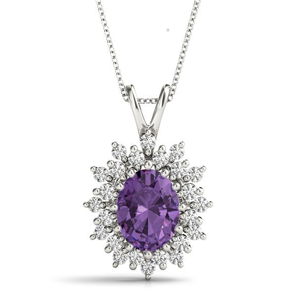 Elegant Oval Diamond Pendant with 3/8 Carat Total Weight in Polished Setting