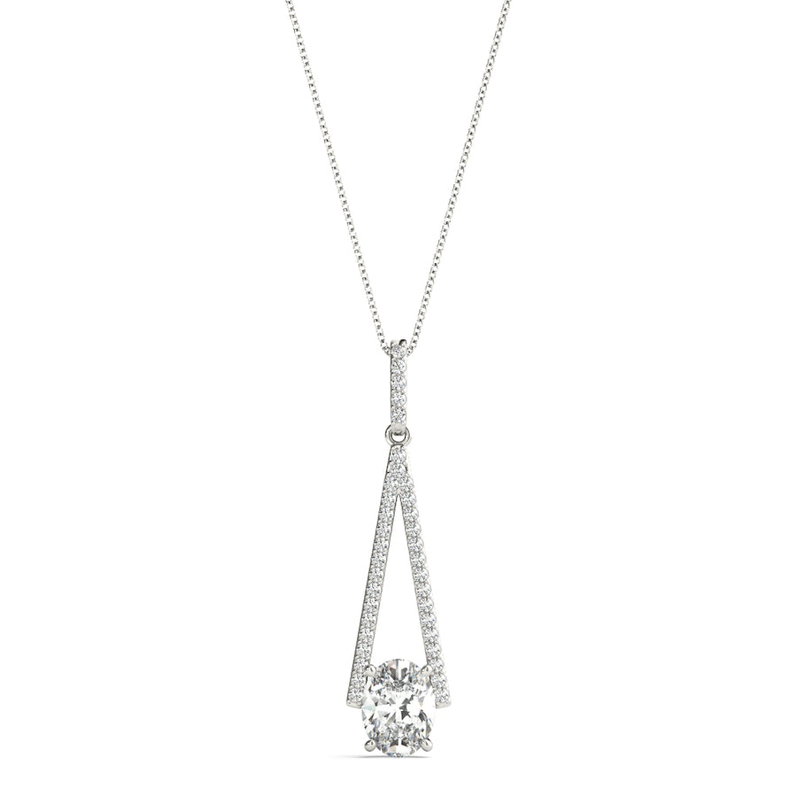 Elegant Oval Diamond Pendant with 0.185 Carat Total Weight in SI1-SI2 G-H Quality