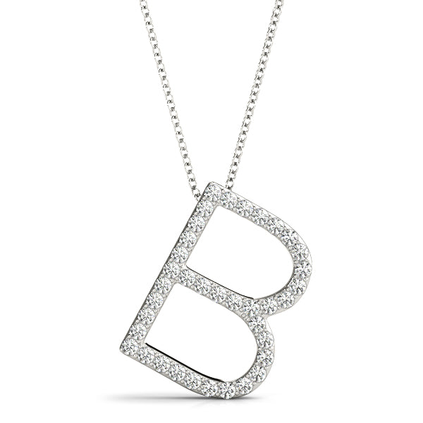 Personalized Diamond Initial Pendant with 0.174 Carat Total Weight SI1-SI2 G-H Diamonds