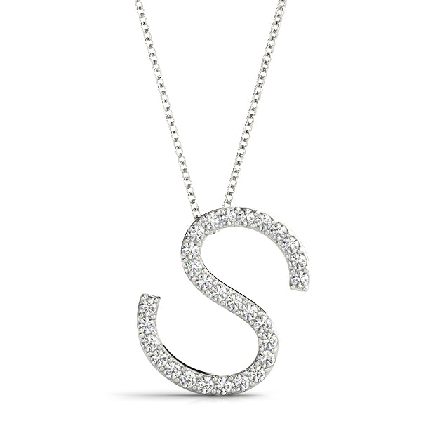 Personalized Diamond Initial Pendant with 0.168 Carat Total Weight SI1-SI2 G-H Diamonds