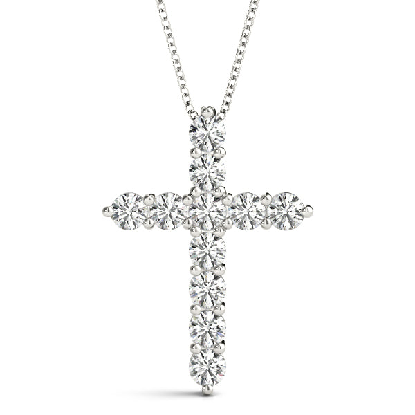 Elegant 11-Stone Cross Pendant with 1 Carat Total Diamond Weight in SI1-SI2 G-H Quality