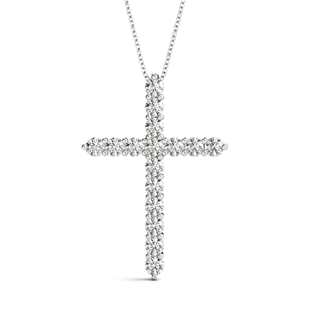 Elegant 16-Stone Cross Pendant with 1.60 Carat Total Diamond Weight, SI1-SI2 G-H Quality