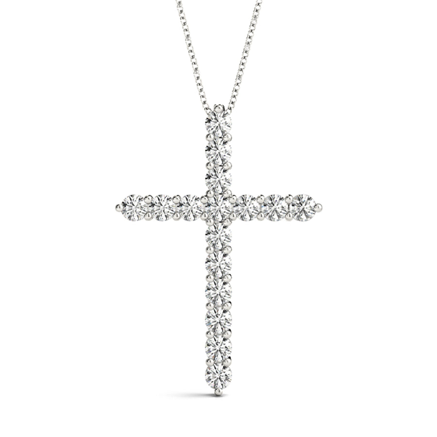 Elegant 16-Stone Cross Pendant with 2.4 Carat Total Diamond Weight in SI1-SI2 G-H Quality