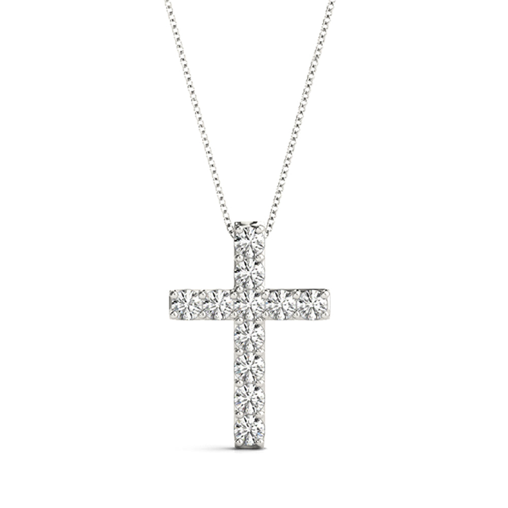 Elegant 11-Stone Cross Pendant with 2.20 Carat Total Diamond Weight, SI1-SI2 G-H Quality