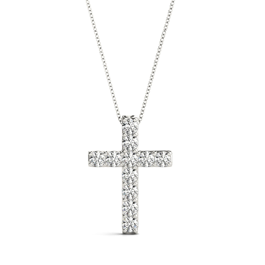 Elegant 11-Stone Cross Pendant with 2.20 Carat Total Diamond Weight, SI1-SI2 G-H Quality
