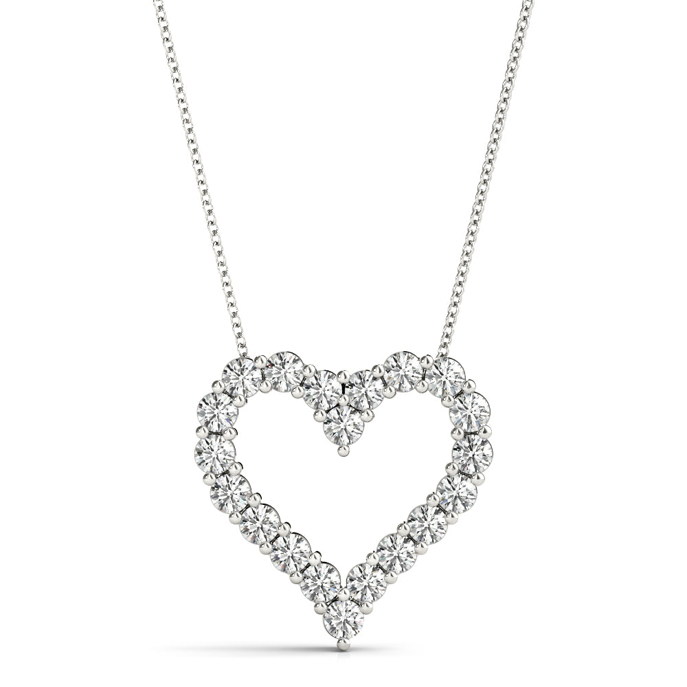 Elegant Heart Pendant Necklace with 2.40 Carat Total Diamond Weight, SI1-SI2 G-H Quality
