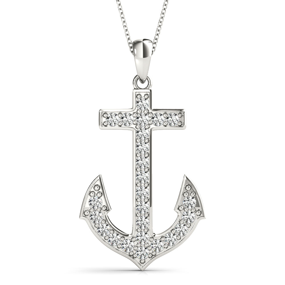 Elegant Diamond Anchor Pendant with 0.375 Carat Total Weight SI1-SI2 G-H Diamonds