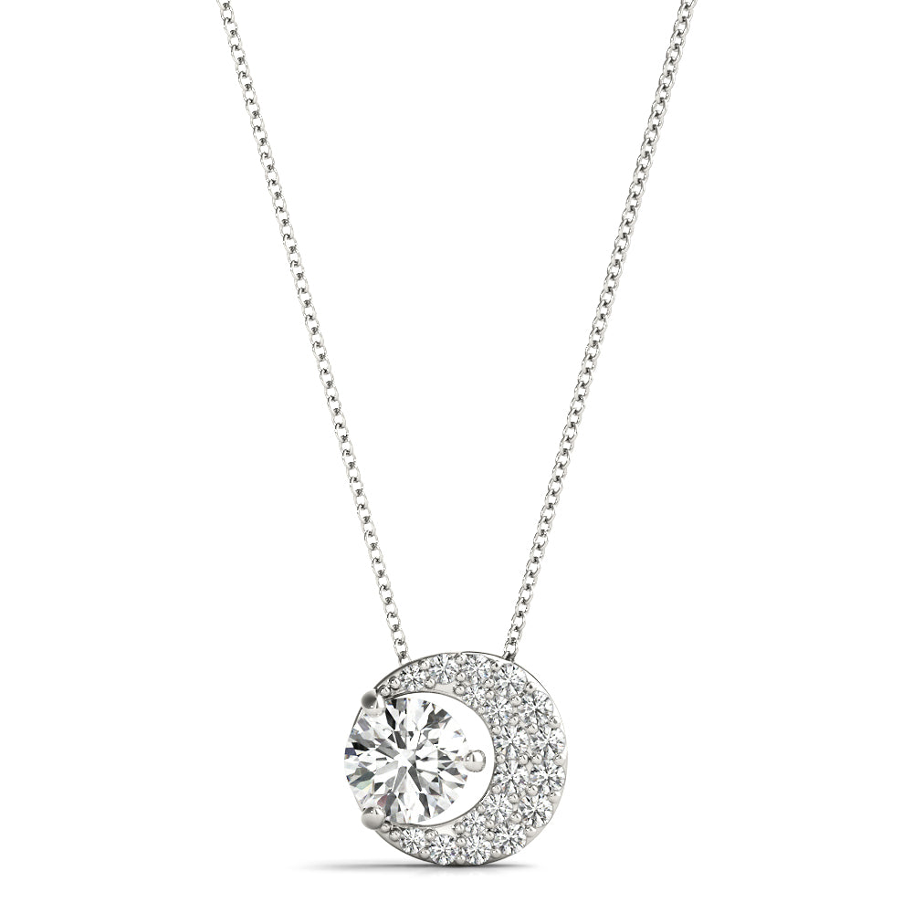 Elegant Round Diamond Pendant with 5/8 Carat Total Weight, SI1-SI2 G-H Quality