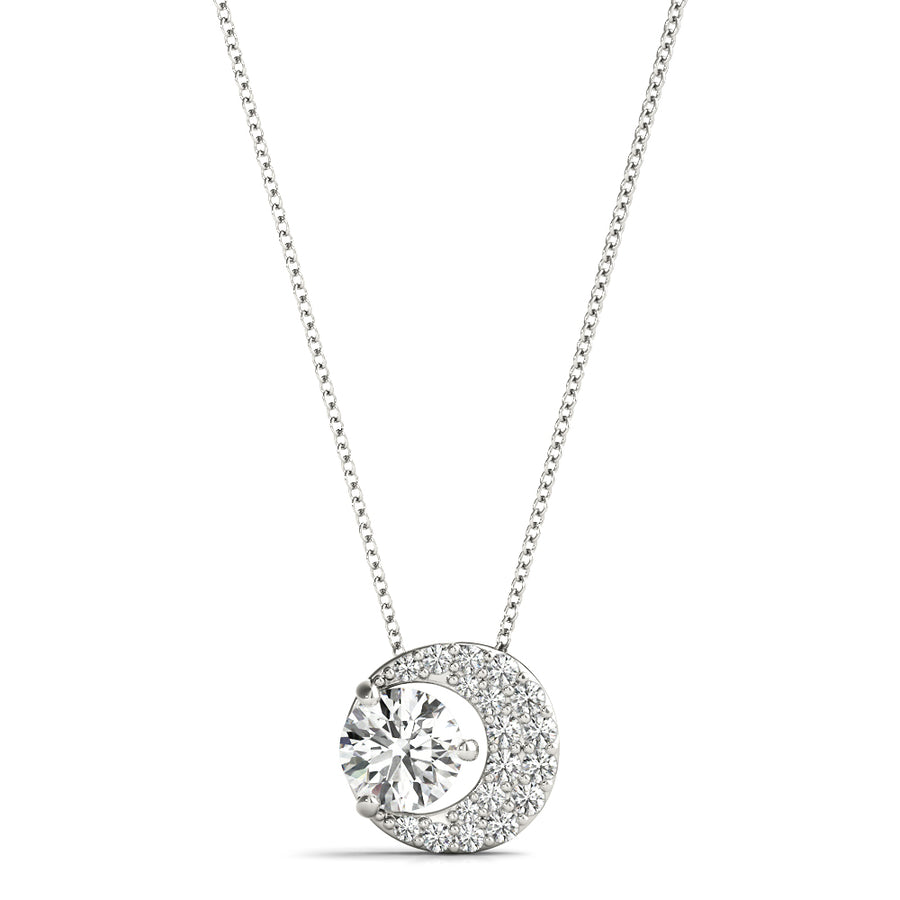 Elegant Round Diamond Pendant with 5/8 Carat Total Weight, SI1-SI2 G-H Quality