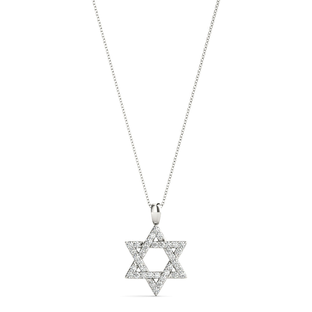 9 Millimeter Star of David Diamond Pendant with 1/10 Carat Total Weight SI1-SI2 G-H Diamonds