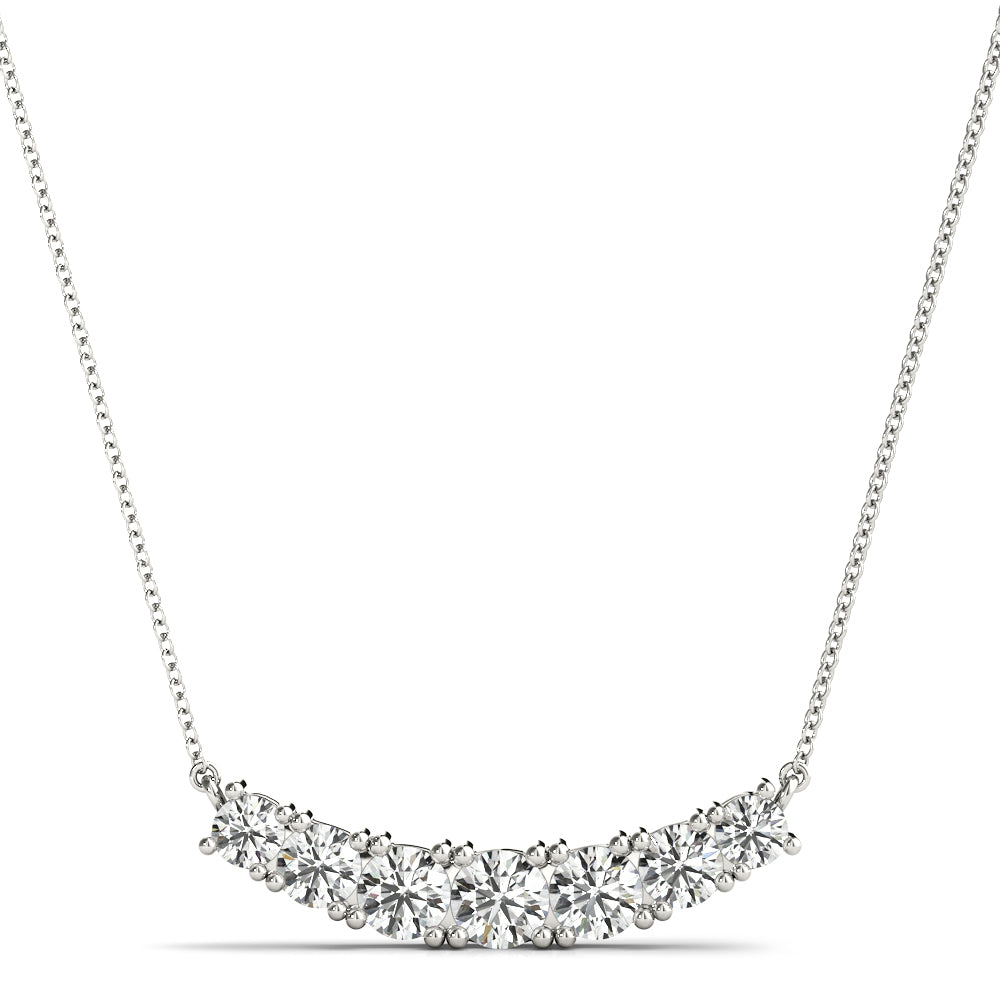 Seven-Stone Diamond Pendant Necklace with 0.94 Carat Total Weight in G-H SI1-SI2 Diamonds