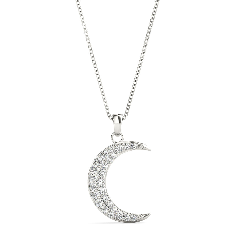 Elegant Half Moon Pendant Necklace with 0.19 Carat Total Diamond Weight, SI1-SI2 G-H Quality