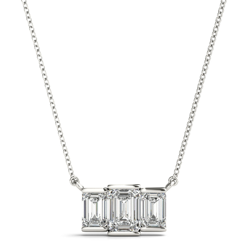 Elegant Three-Stone Emerald Cut Diamond Pendant with 1 Carat Total Weight