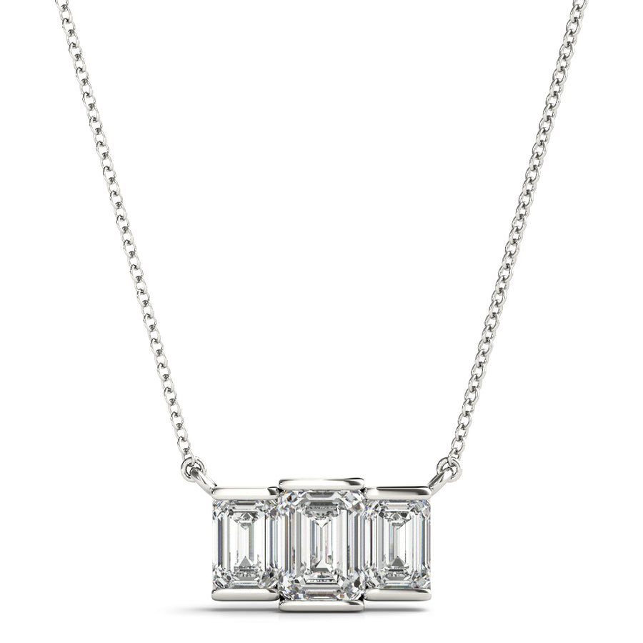 Elegant Three-Stone Emerald Cut Diamond Pendant with 1 Carat Total Weight