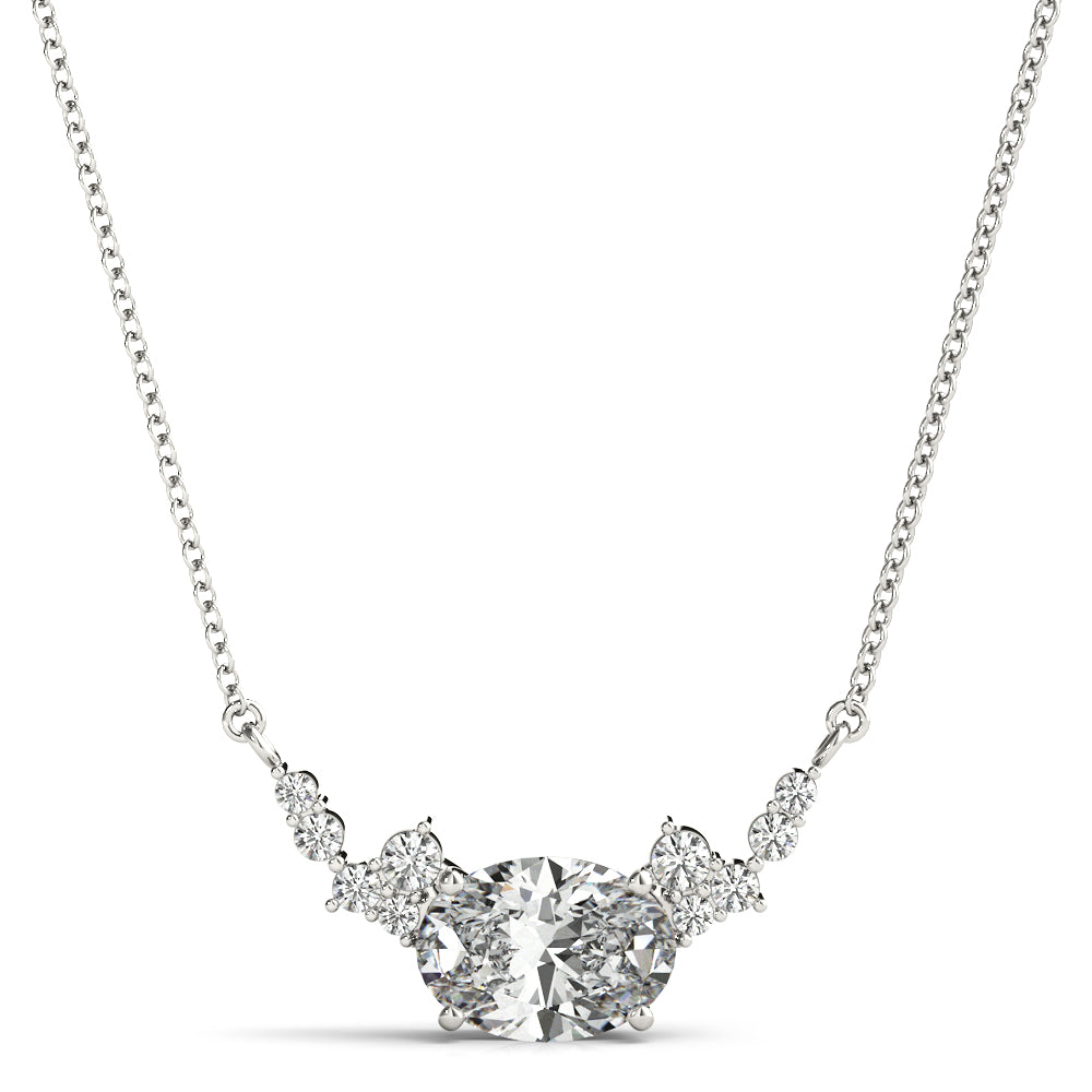 Elegant Oval Diamond Pendant with 1/2 Carat Total Weight in SI1-SI2 G-H Quality