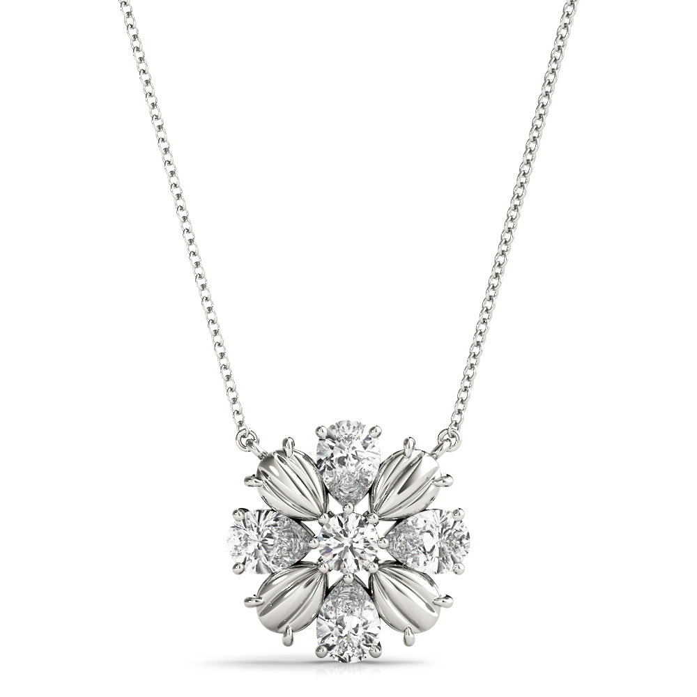 Elegant Floral Pendant Necklace with 0.74 Carat Total Diamond Weight in SI1-SI2 G-H Quality