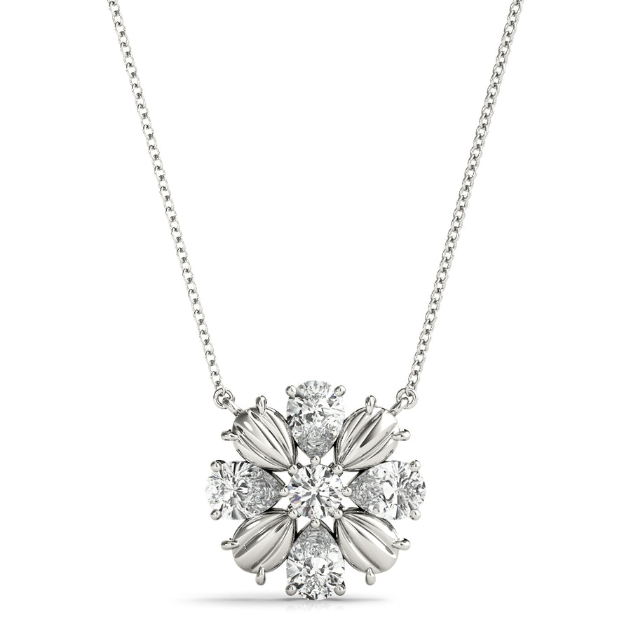 Elegant Floral Pendant Necklace with 0.74 Carat Total Diamond Weight in SI1-SI2 G-H Quality