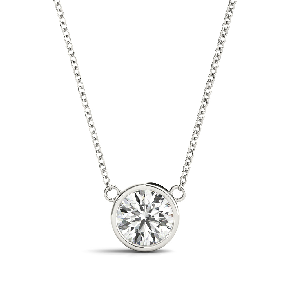 Elegant Round Solitaire Pendant Necklace with 1.25 Carat Total Diamond Weight, SI1-SI2 Clarity, G...