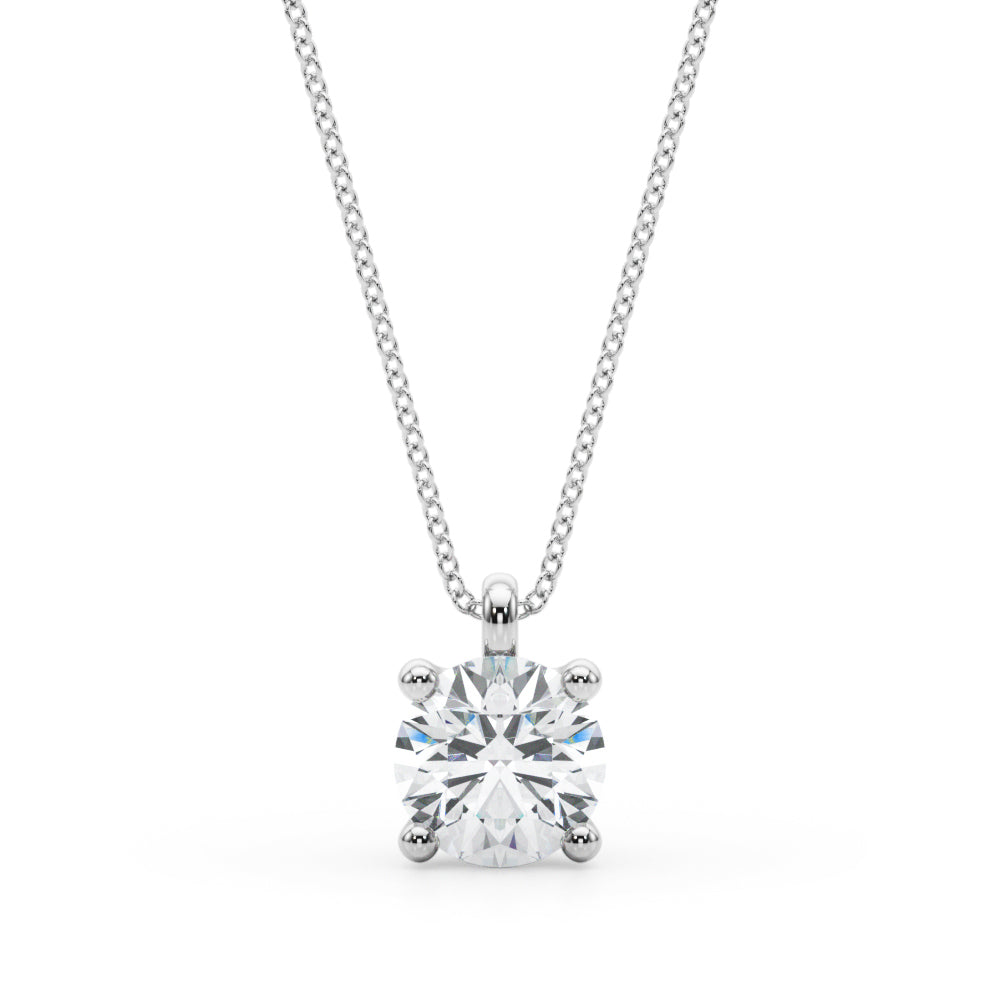 Elegant Round Solitaire Pendant Necklace with 1/2 Carat Total Weight Diamonds, SI1-SI2 Clarity, G...